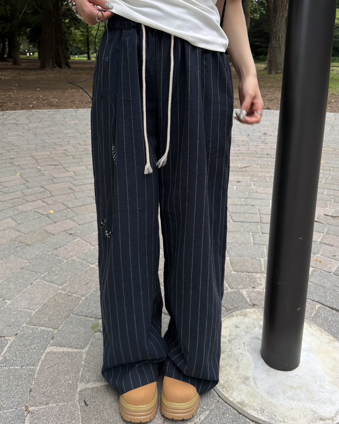 ピンストライプイージーパンツ BB0134