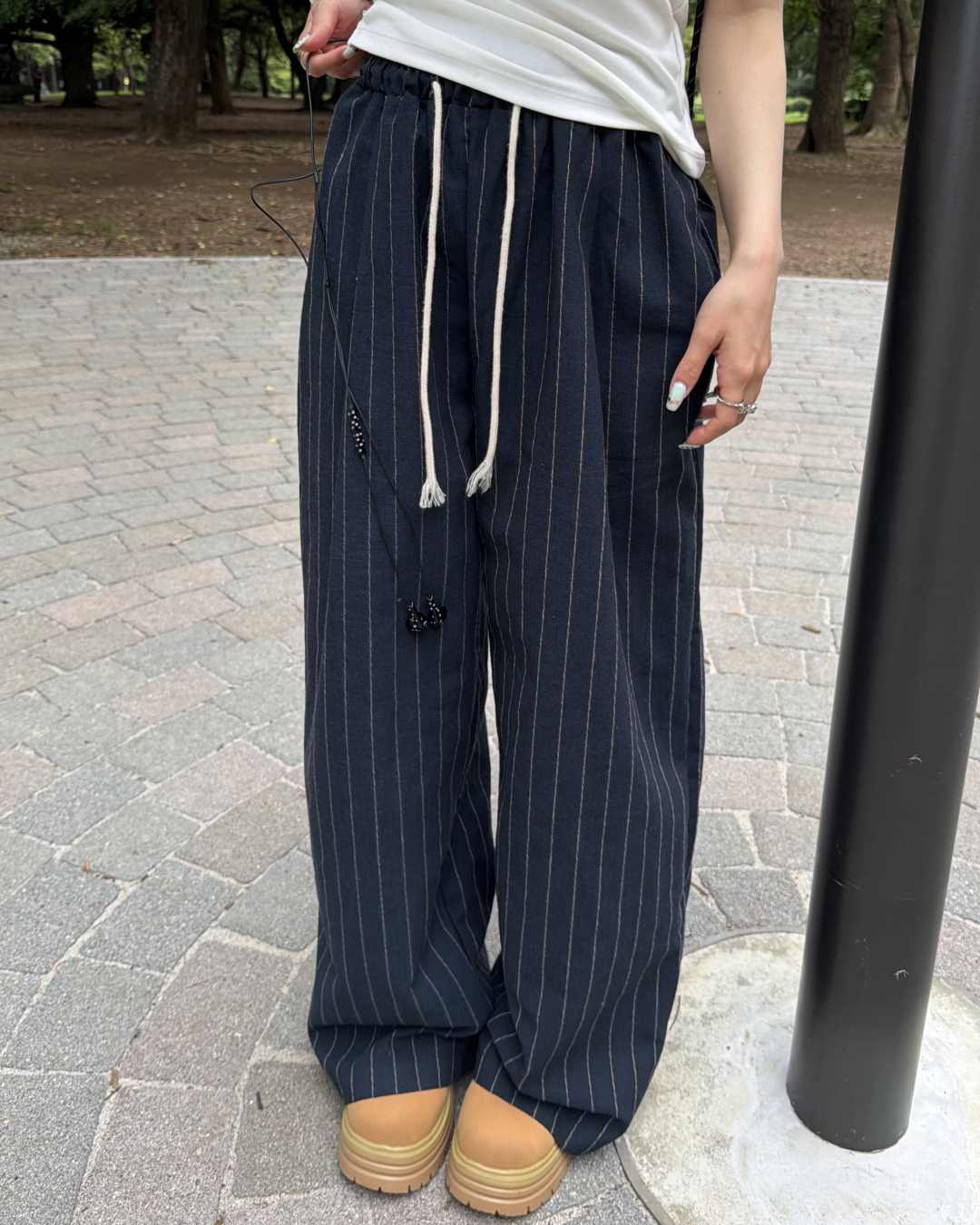 ピンストライプイージーパンツ BB0134