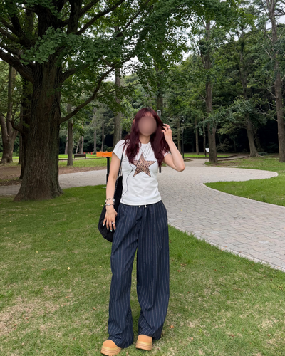 ピンストライプイージーパンツ BB0134