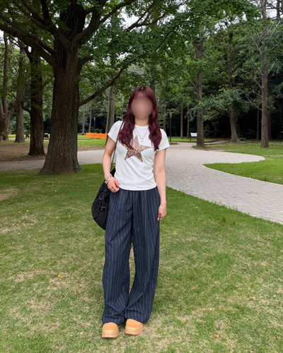 ピンストライプイージーパンツ BB0134