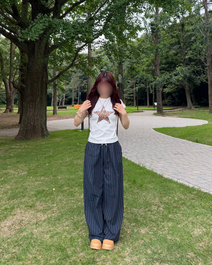 ピンストライプイージーパンツ BB0134