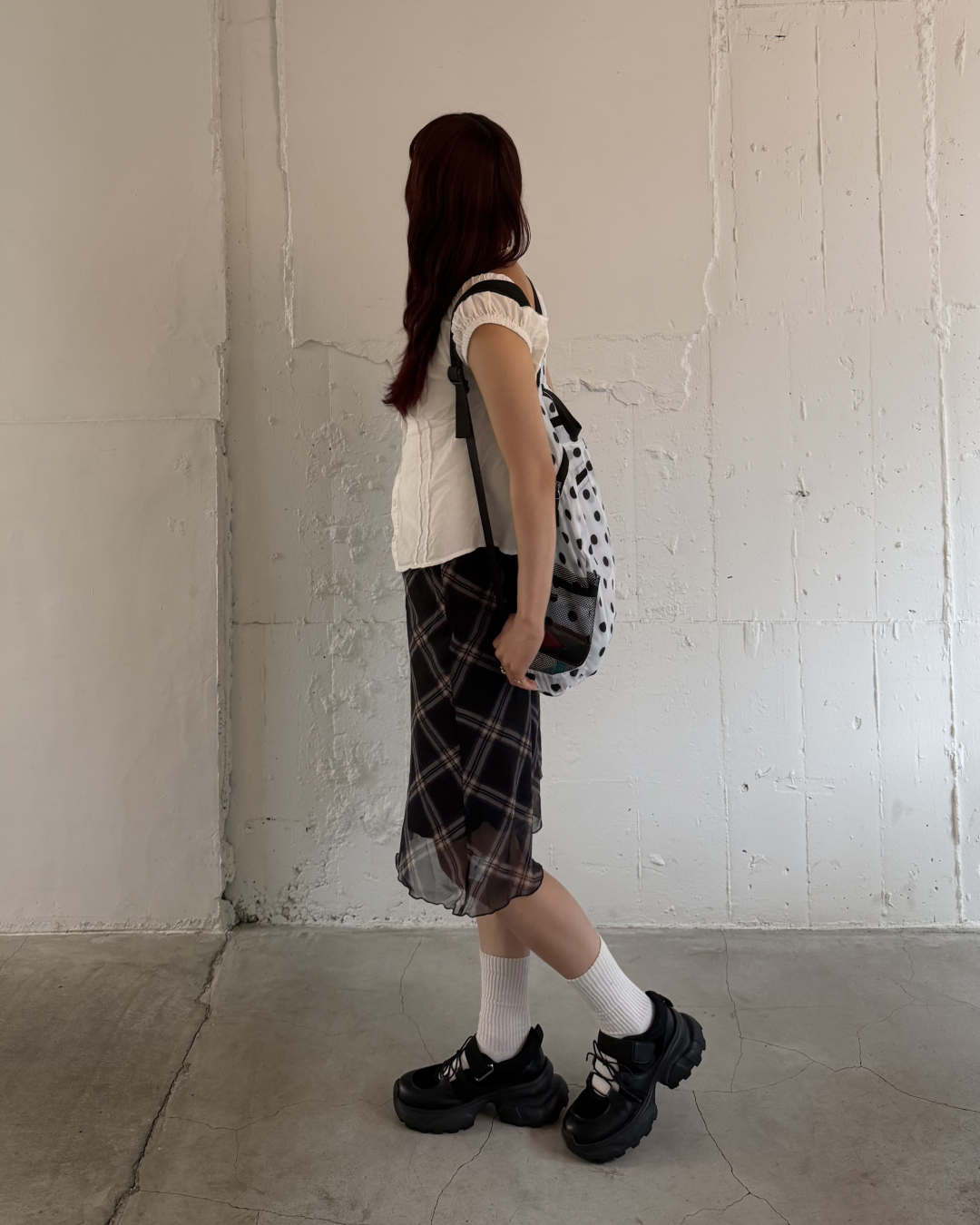 コントラストカットチェックスカート BB0144