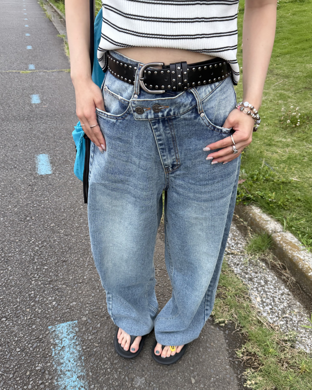 ルーズストレートVカットパンツ BB0168