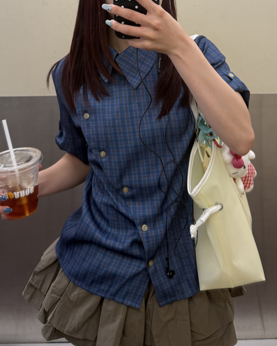 アシンメトリーチェックスモールシャツ BB0173