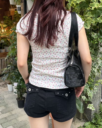 小花柄リブフリルT BB0181