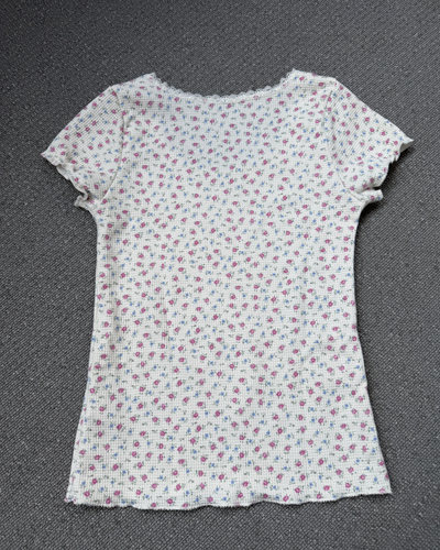 小花柄リブフリルT BB0181
