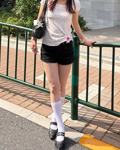 小花柄リブフリルT BB0181