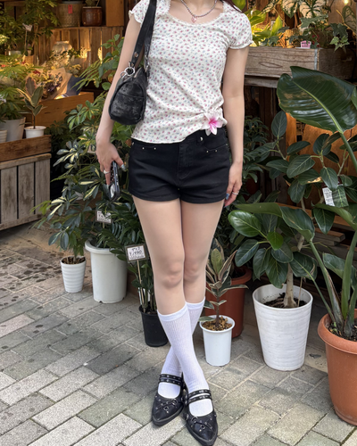小花柄リブフリルT BB0181