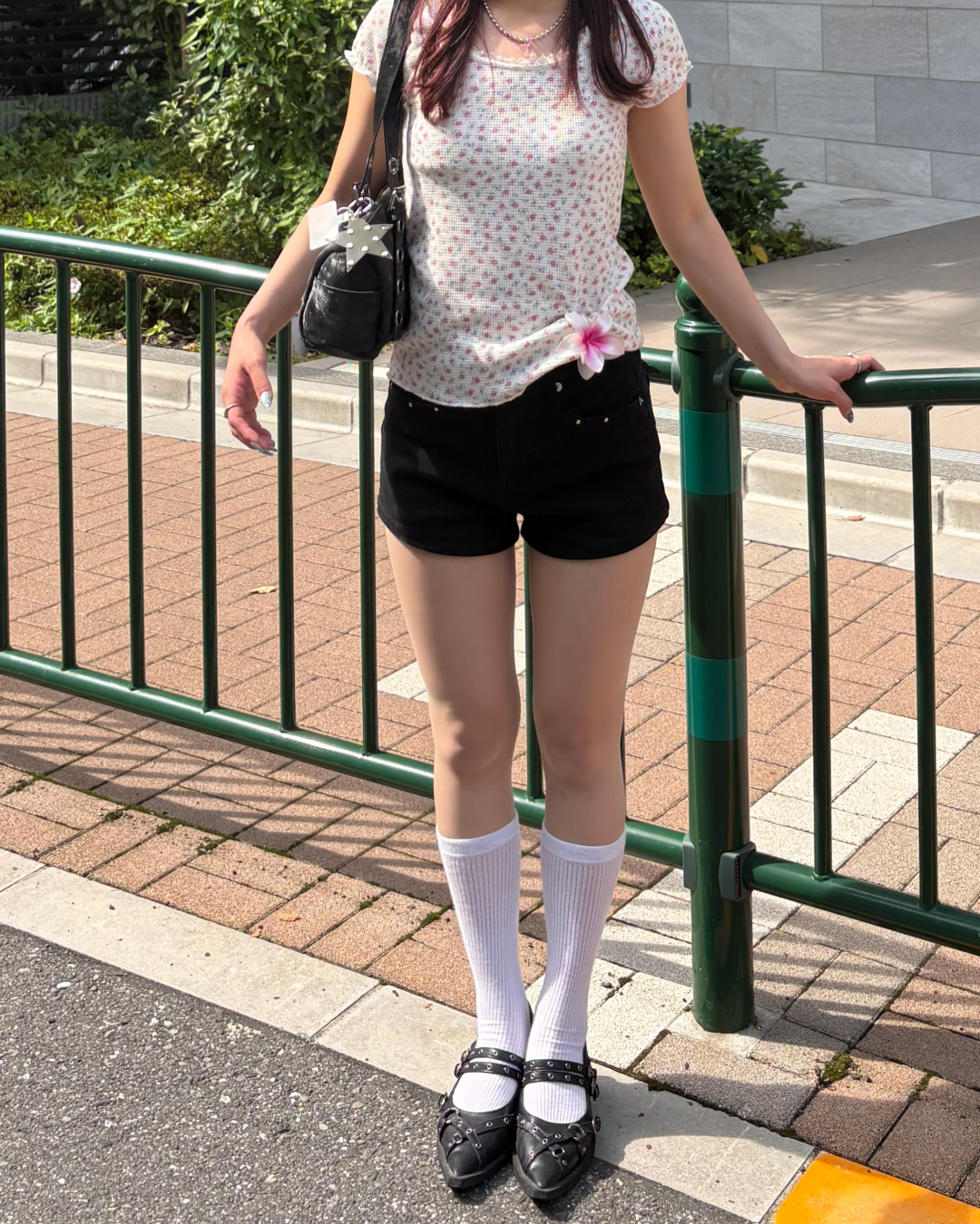 小花柄リブフリルT BB0181