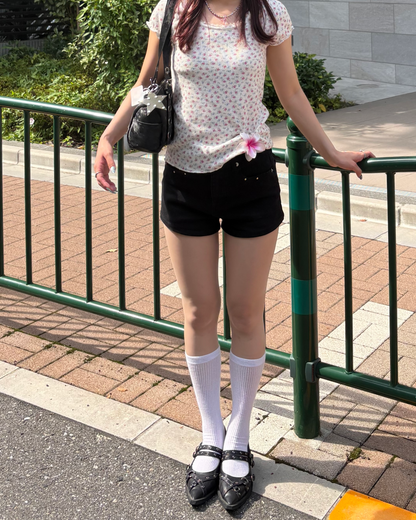 小花柄リブフリルT BB0181