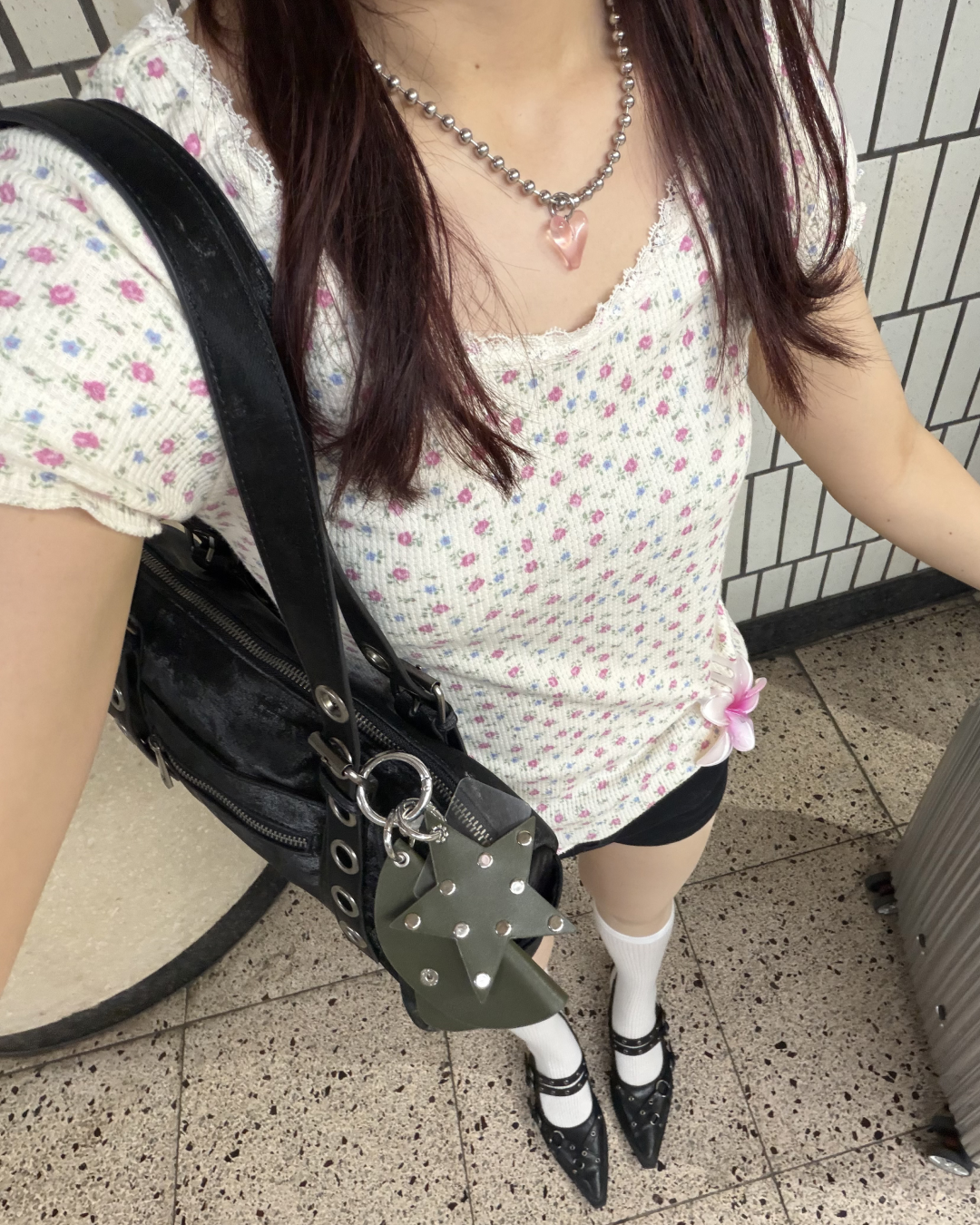 小花柄リブフリルT BB0181