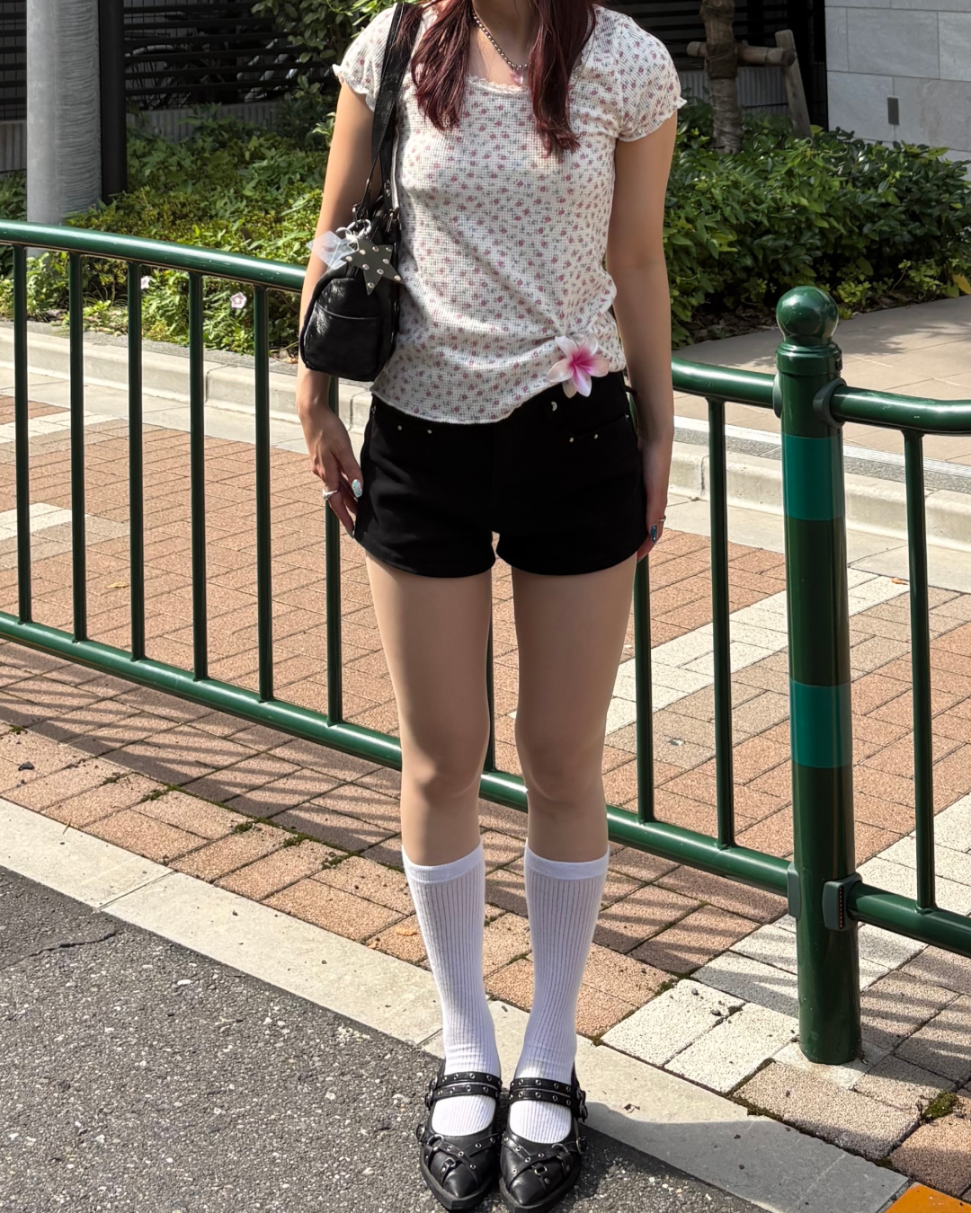 小花柄リブフリルT BB0181