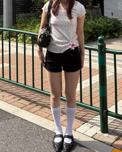 小花柄リブフリルT BB0181