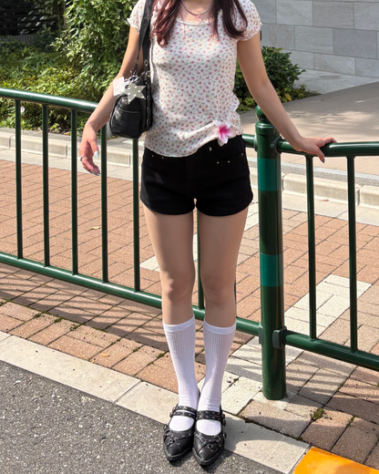 スタッズデニムショートパンツ BB0205