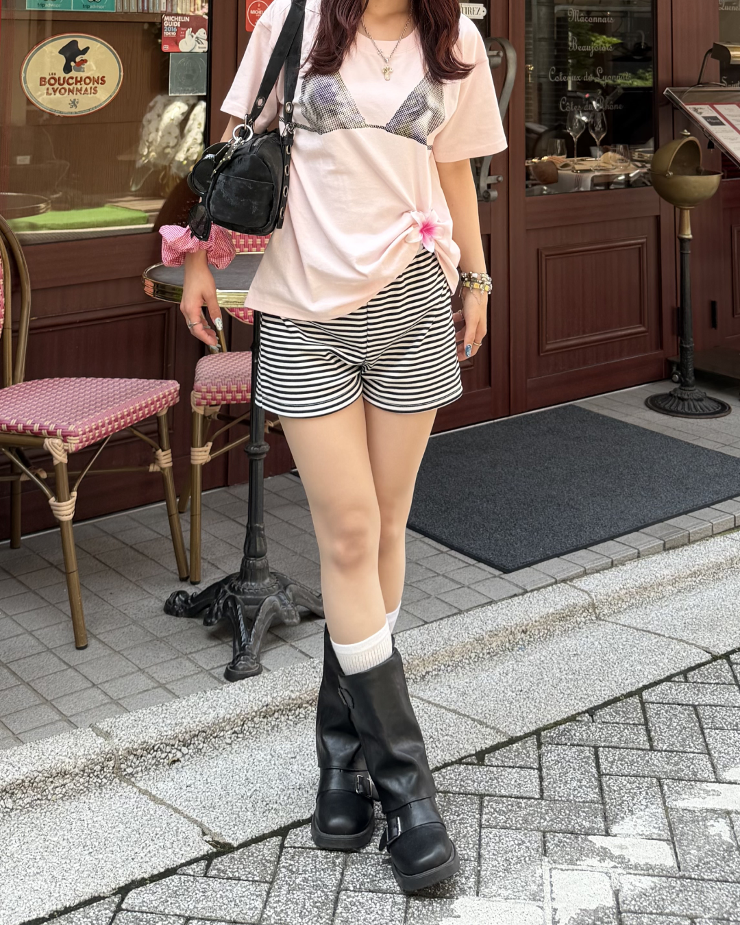 ボーダードローストリングショートパンツ BB0218