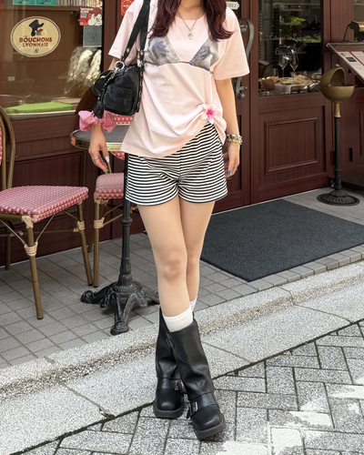ボーダードローストリングショートパンツ BB0218
