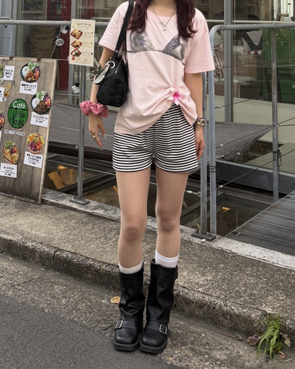 ボーダードローストリングショートパンツ BB0218