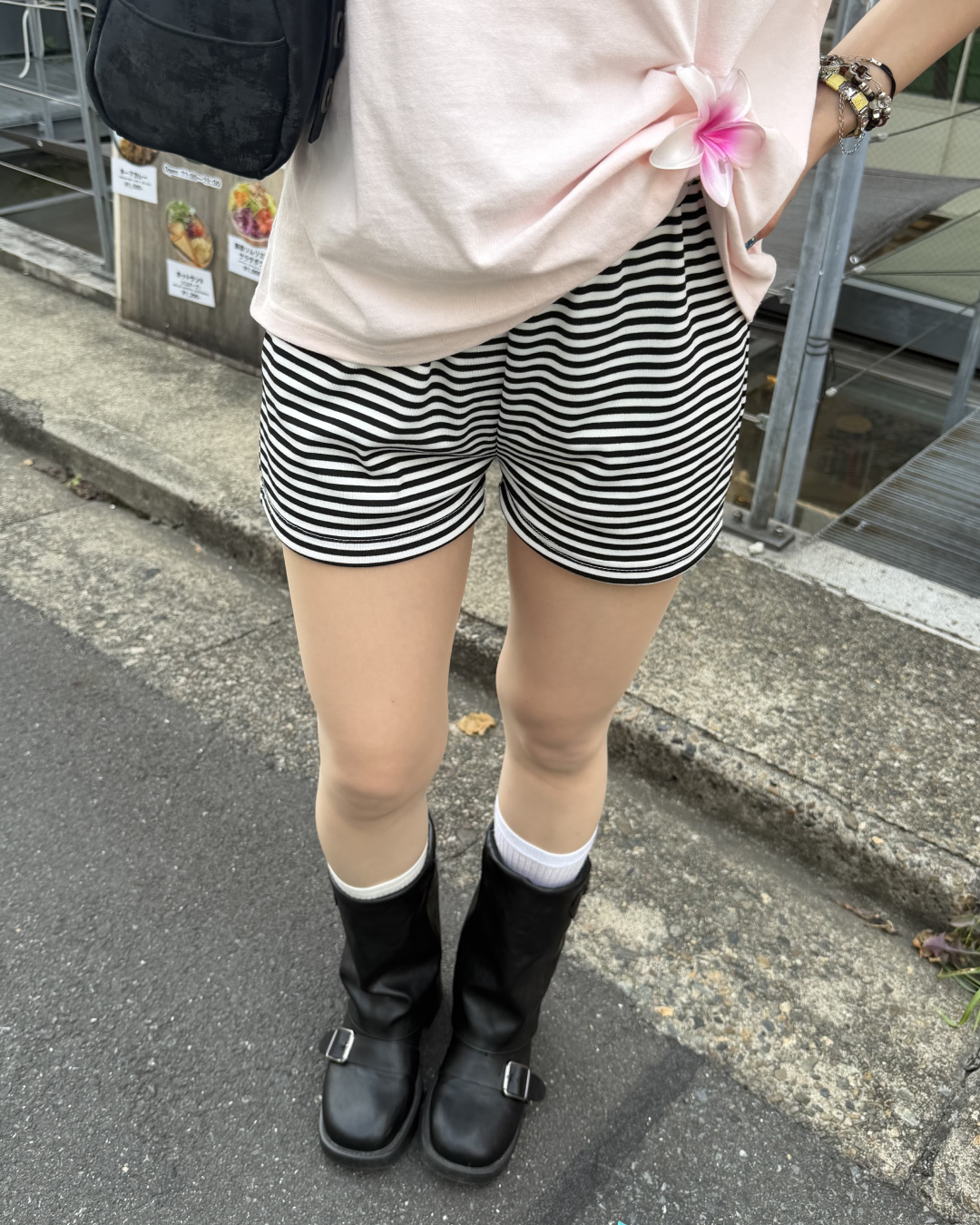 ボーダードローストリングショートパンツ BB0218