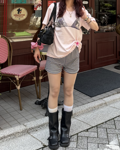 ボーダードローストリングショートパンツ BB0218