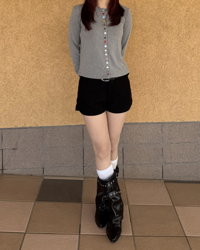 スタッズダブルベルトミドルブーツ BB0295
