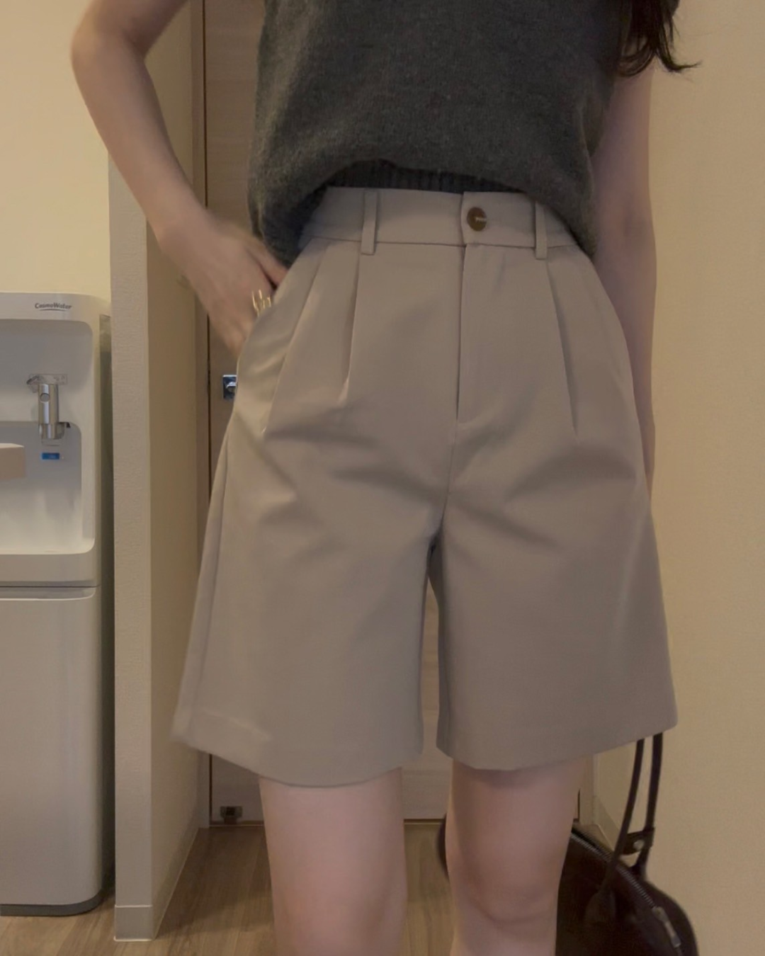 タックベージュハーフパンツ　BM0020
