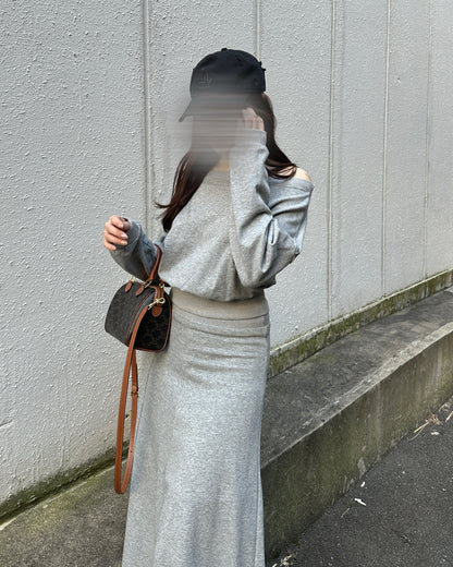 Aラインロングスウェットスカート BM0072