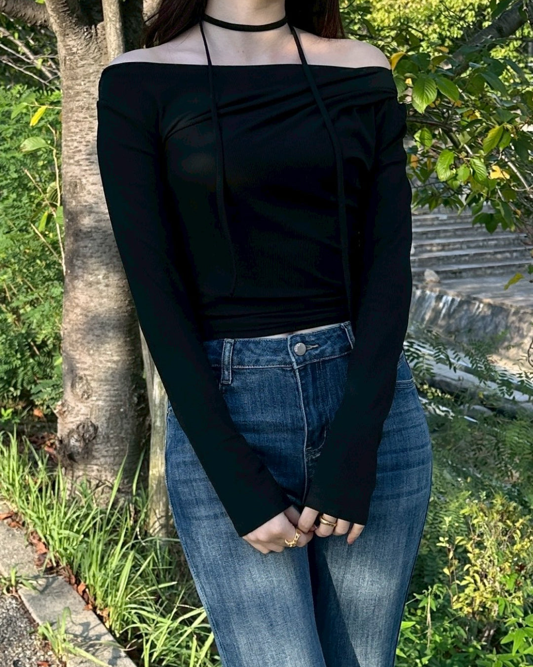 タイ付きオフショルダートップス BM0112 – YOLO（ヨロ）｜ファッション通販