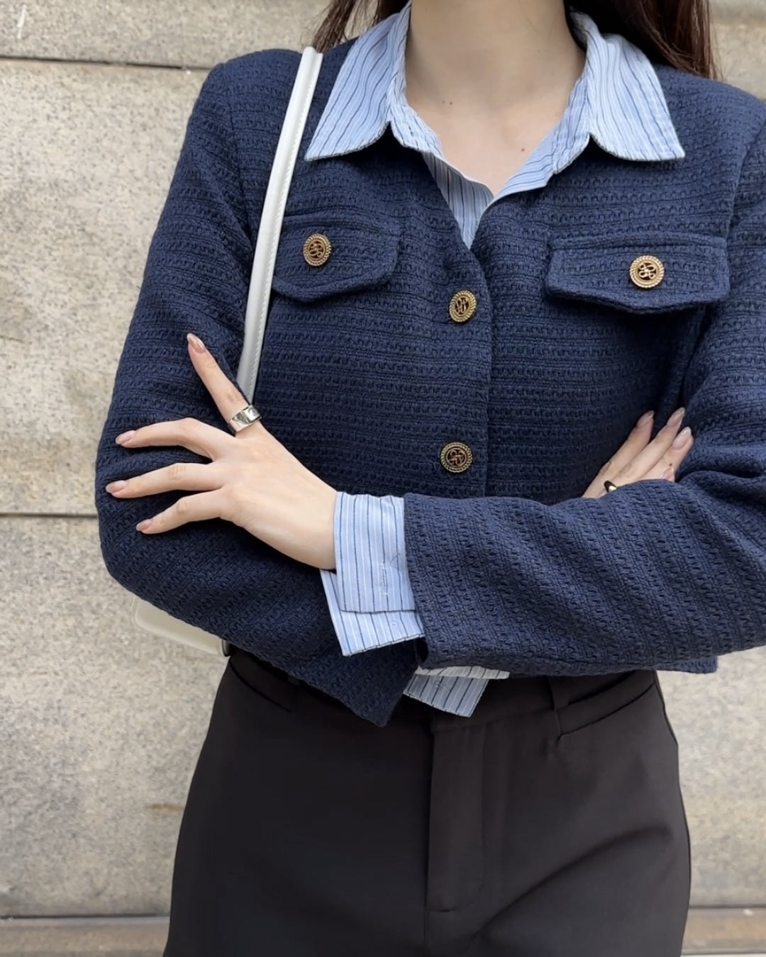 ネイビーツイードVネックジャケット BM0118 – YOLO（ヨロ