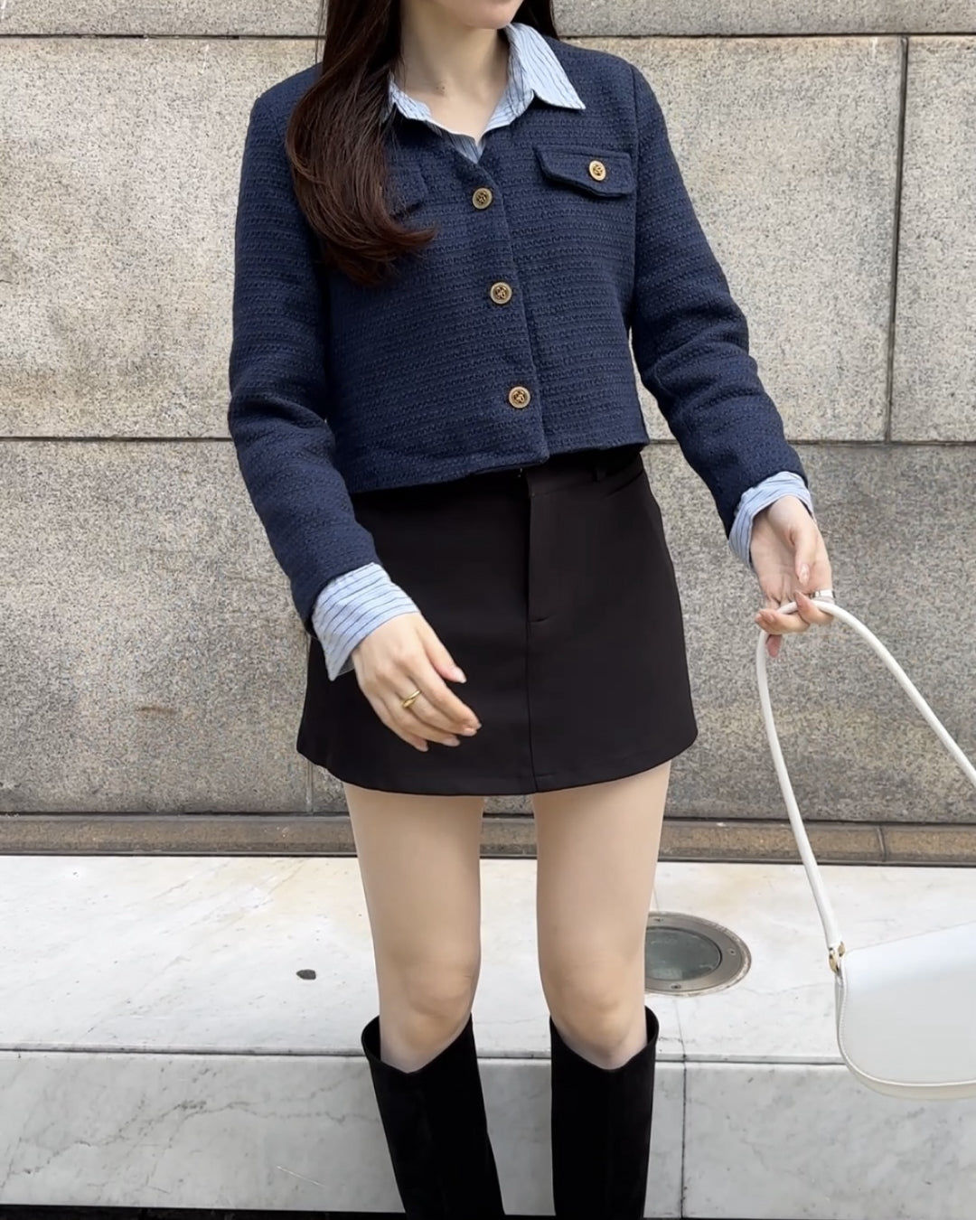 tresor by lana 新品未使用ボタンラインジャケット　ネイビー TRESOR by lana ボタンラインジャケットNAVY