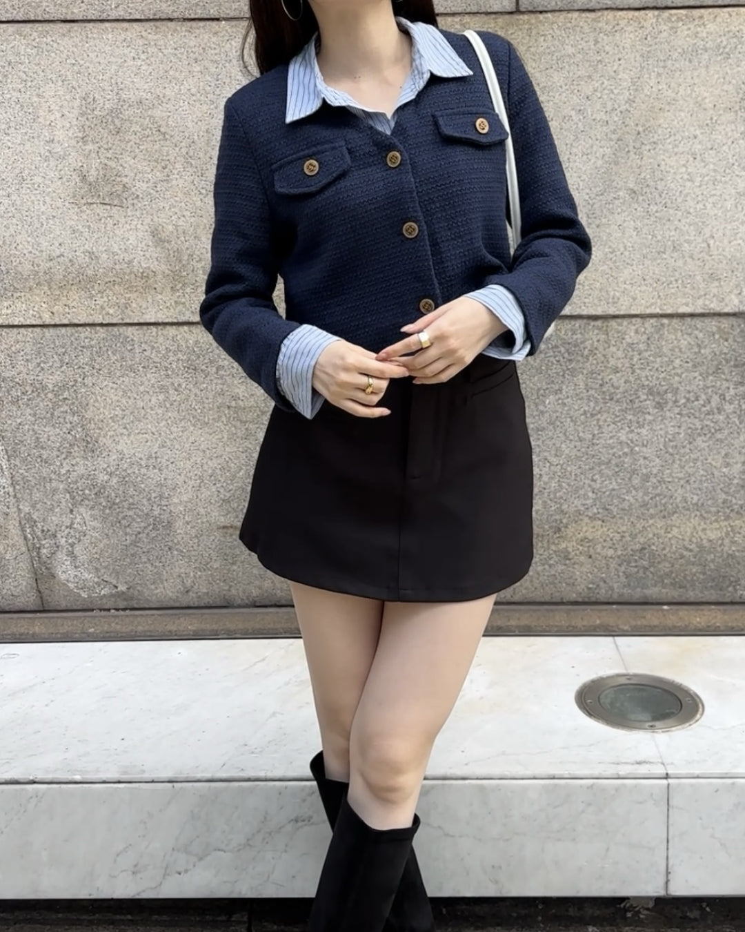 ネイビーツイードVネックジャケット BM0118 – YOLO（ヨロ