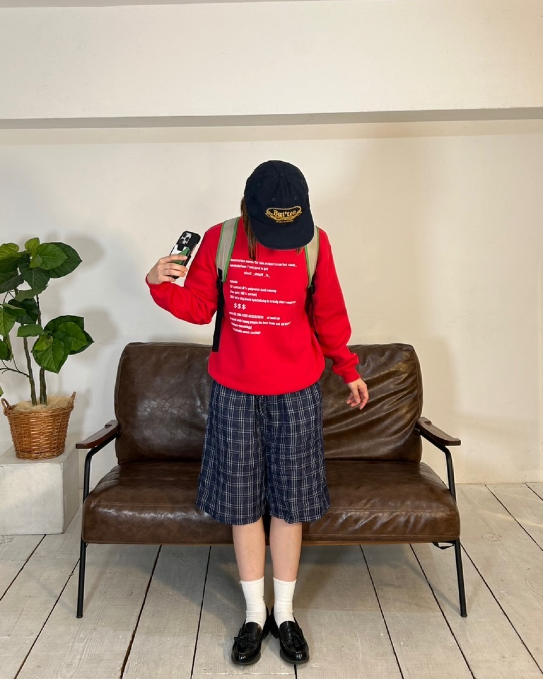ネイビーチェックハーフパンツ　C0070