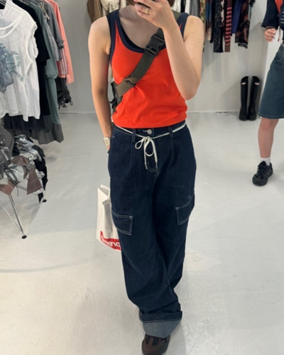 ルーズストレートポケットデニムパンツ　C0036