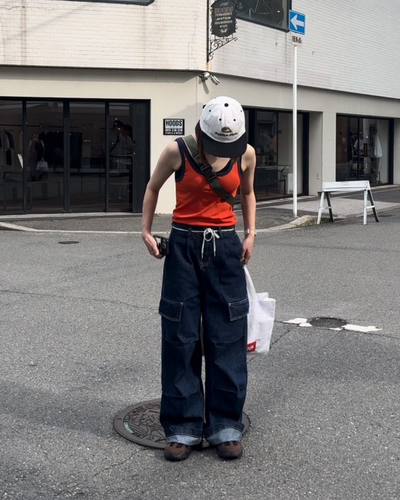 ルーズストレートポケットデニムパンツ　C0036