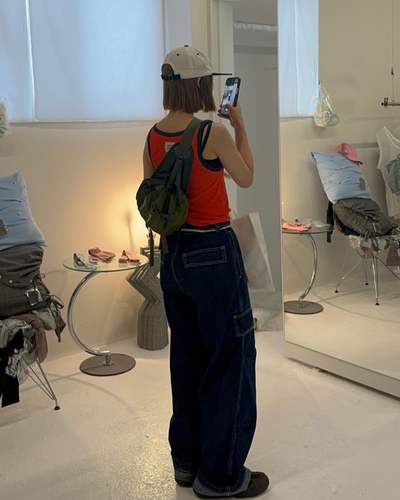 ルーズストレートポケットデニムパンツ　C0036