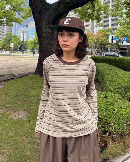 アースカラー リンガーネックロングTシャツ CG0049