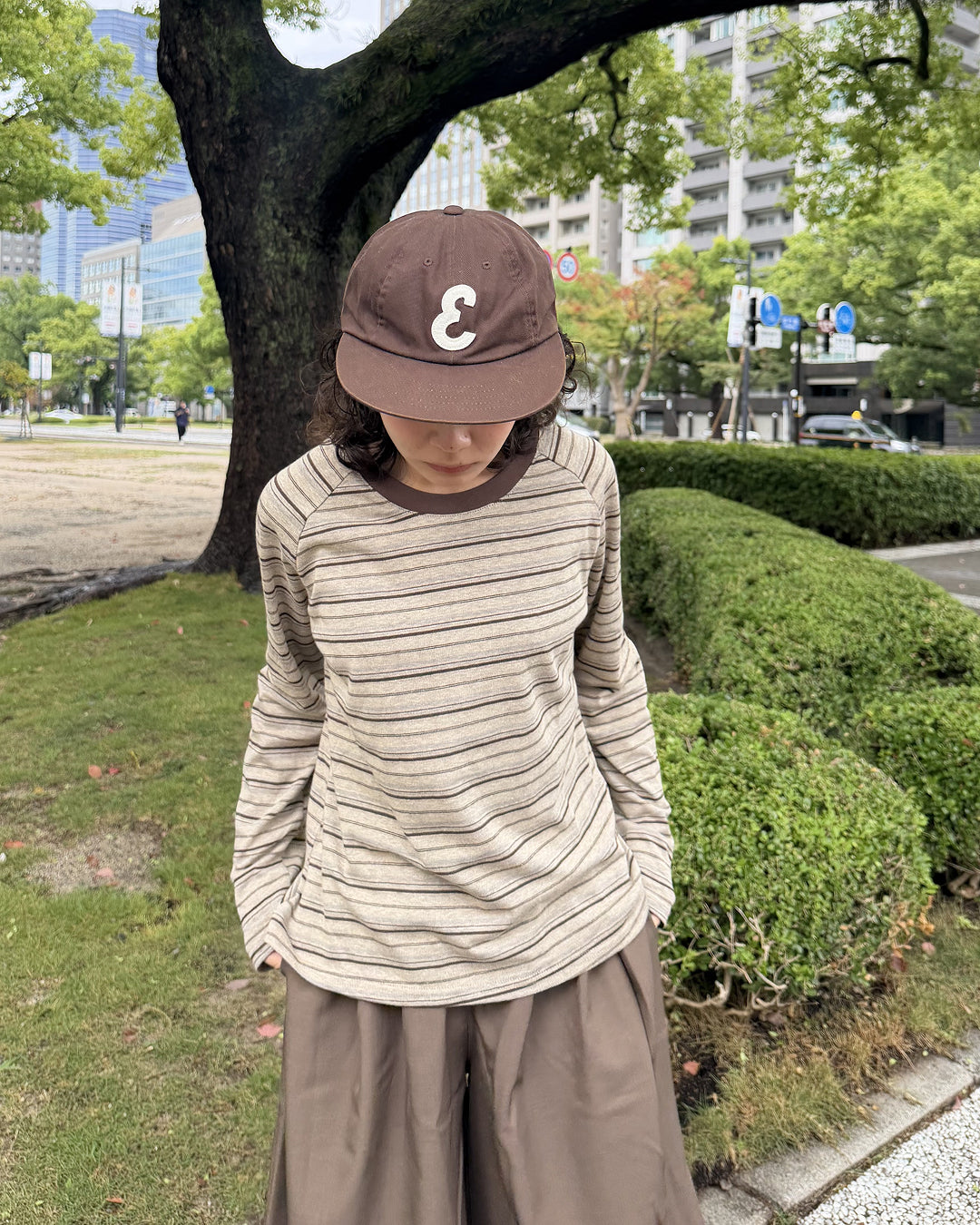 アースカラー リンガーネックロングTシャツ CG0049