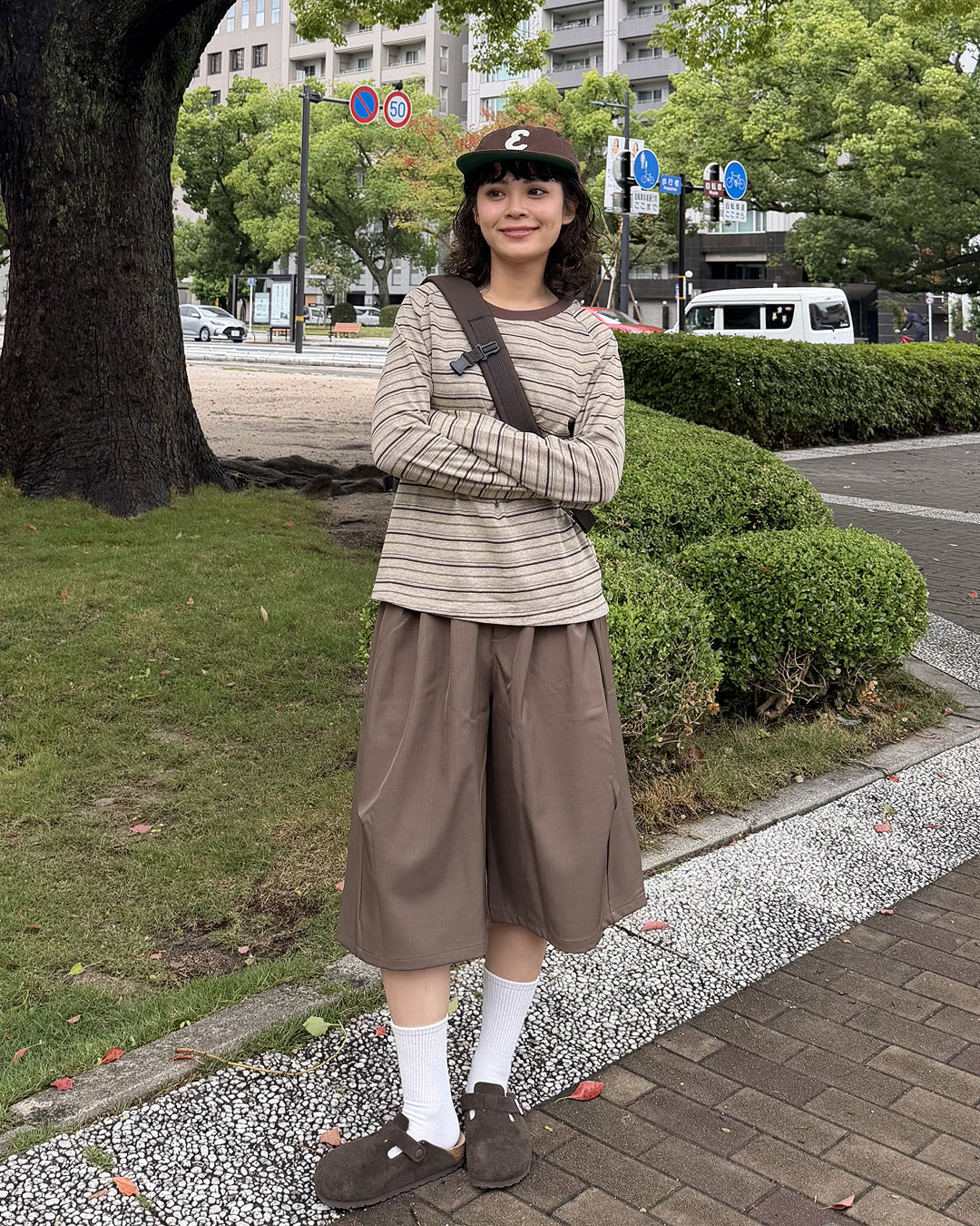 アースカラー リンガーネックロングTシャツ CG0049