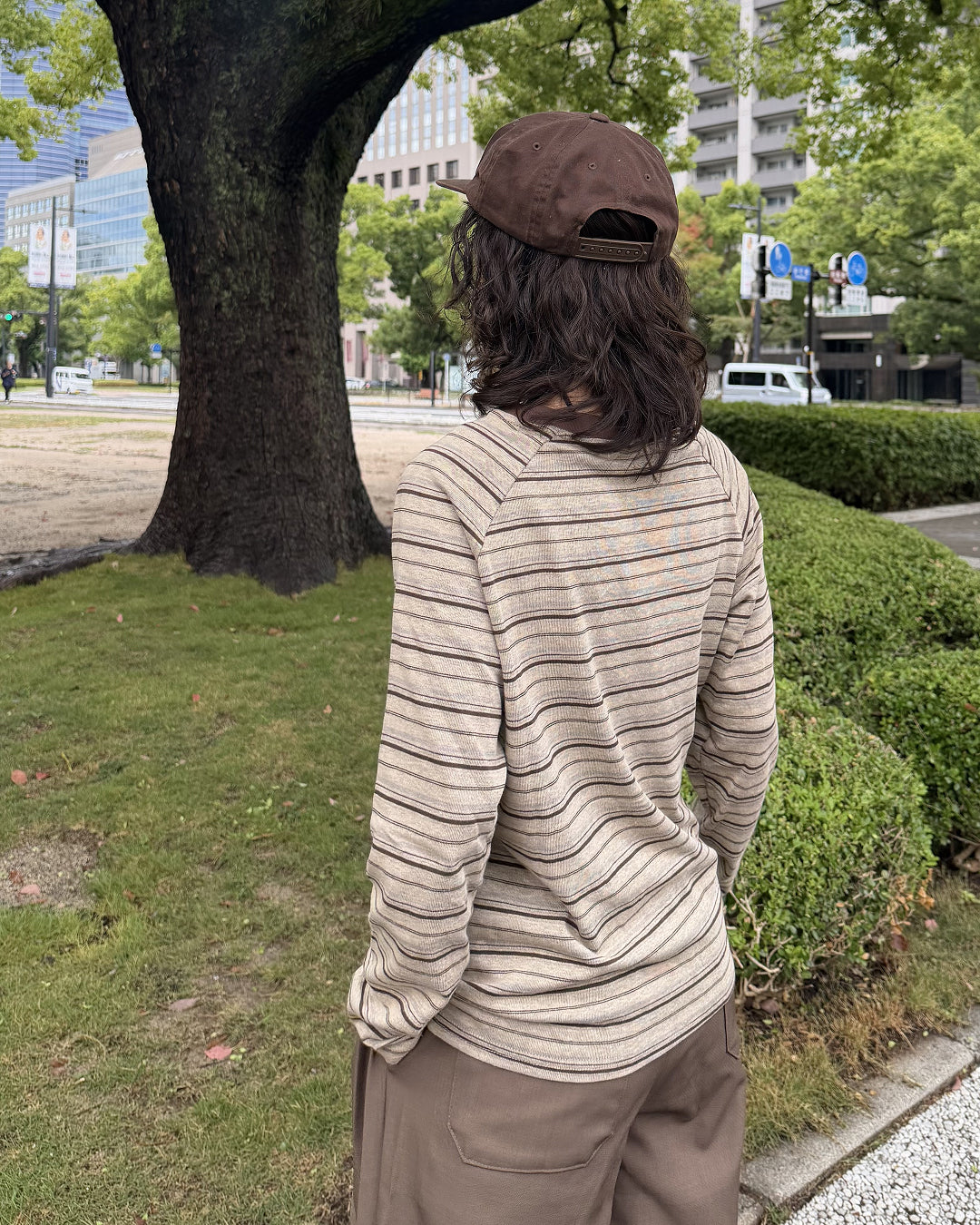 アースカラー リンガーネックロングTシャツ CG0049
