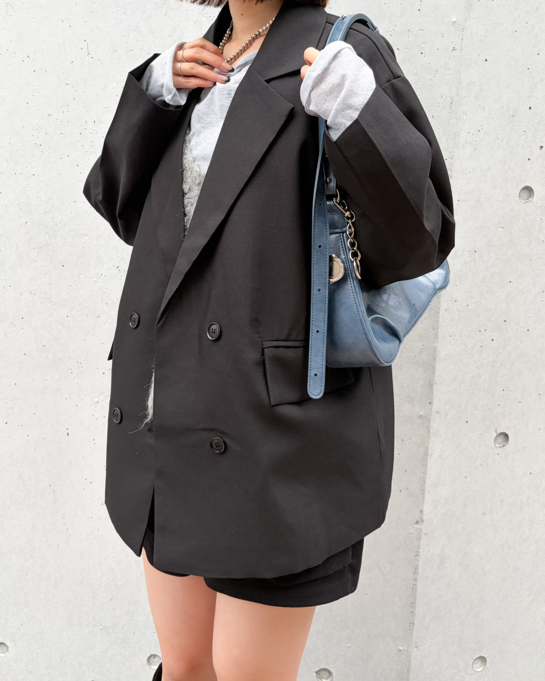 DOU DOU未使用シースルーブラックダブルブレストジャケット DOU DOU未使用シースルーブラックダブルブレストジャケット