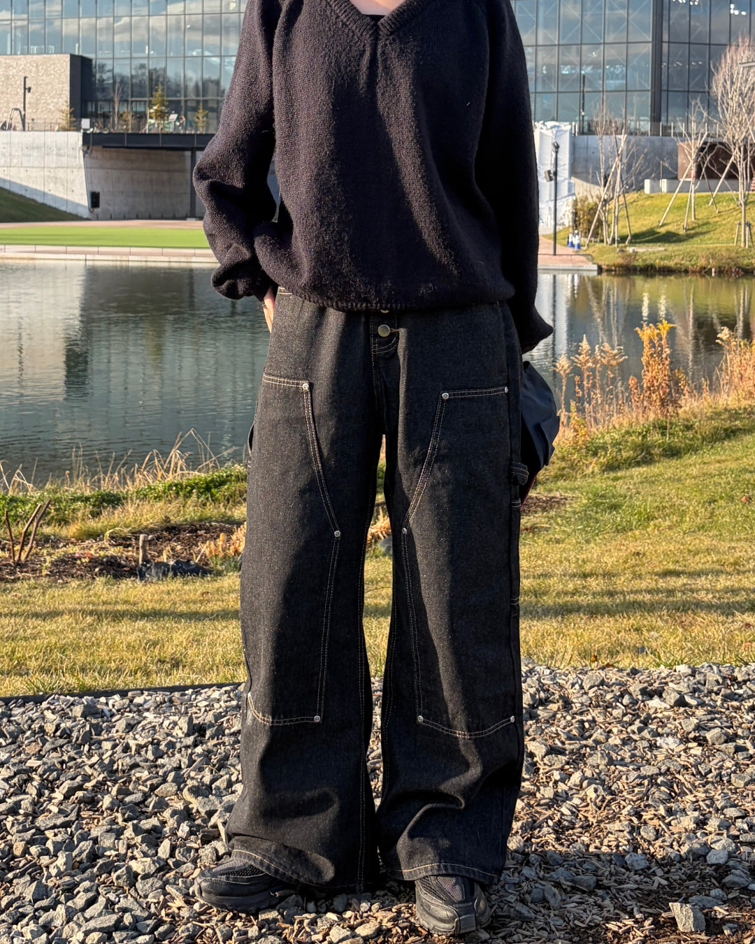 パンツ Yukorin ステッチラインボタンフライカーブデニムパンツ CH0245 – YOLO（ヨロ