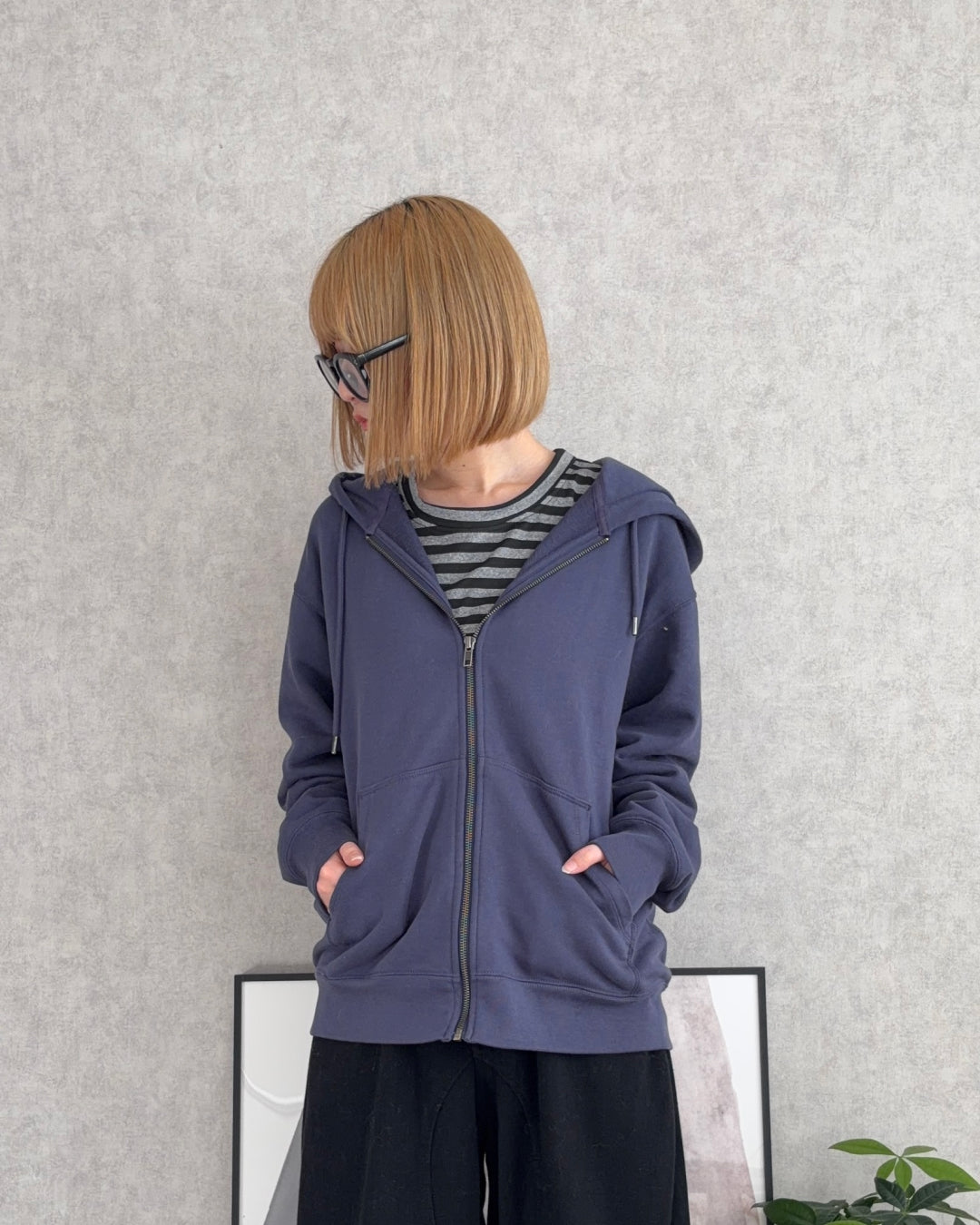 クルーネック　ボーダーロンT CREW NECK DRAW CORD BORDER LONG TEE / クルーネックドローコード