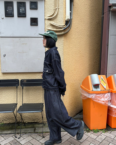 【即納】クロップドストライプバルーンパンツ CH2022
