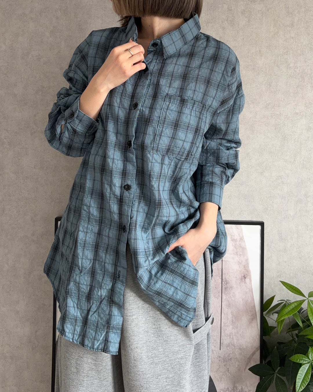 ブルーチェックシャツ CH2023