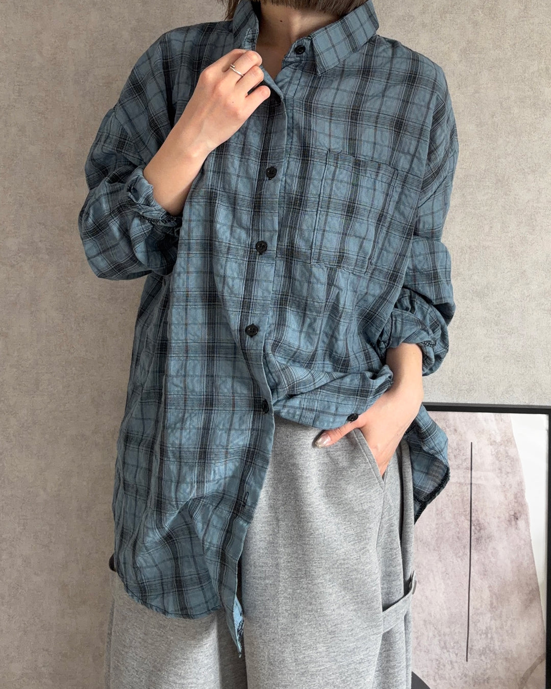 ブルーチェックシャツ CH2023