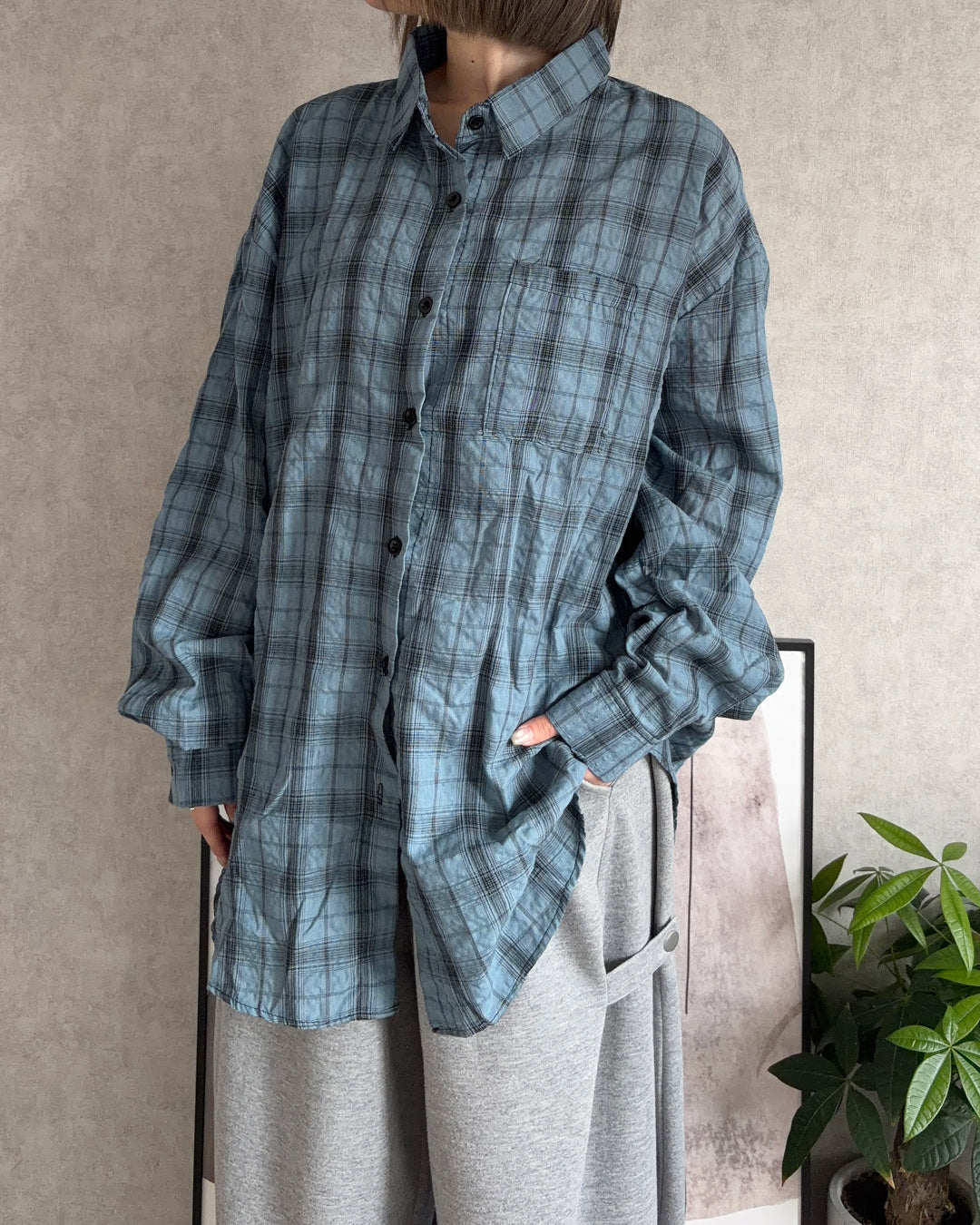 ブルーチェックシャツ CH2023
