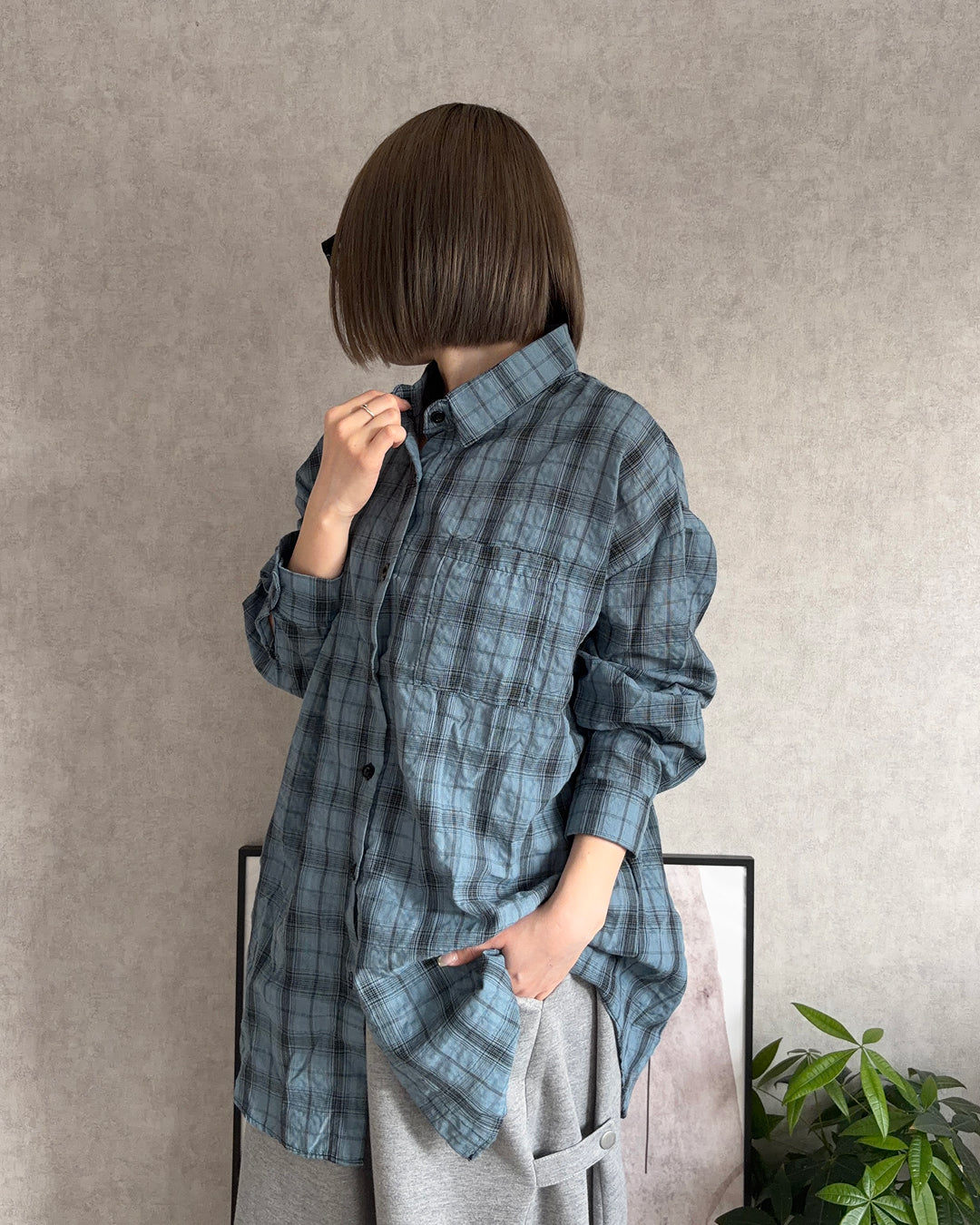 ブルーチェックシャツ CH2023