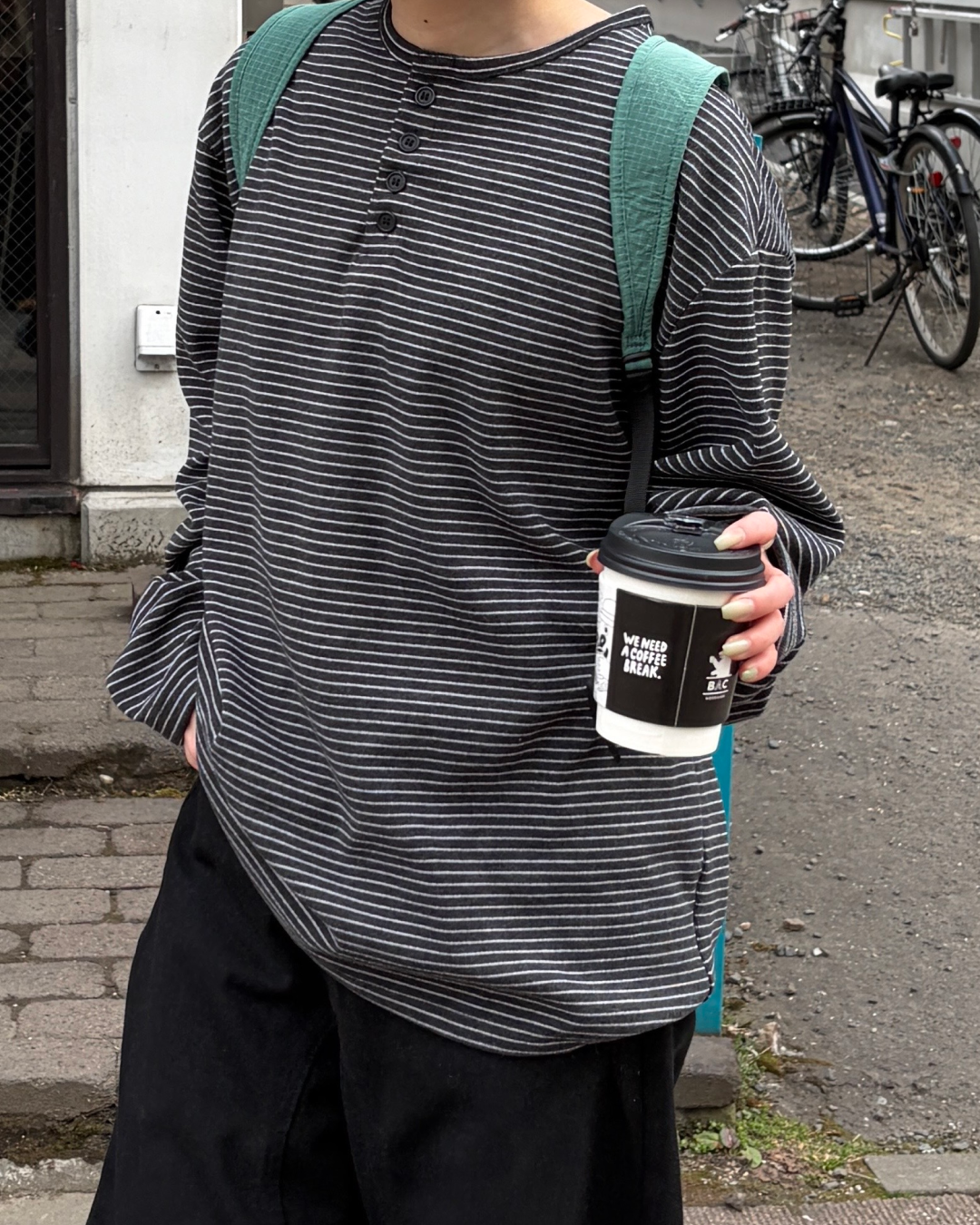 ヘンリーネックボーダーロングTシャツ CH2056