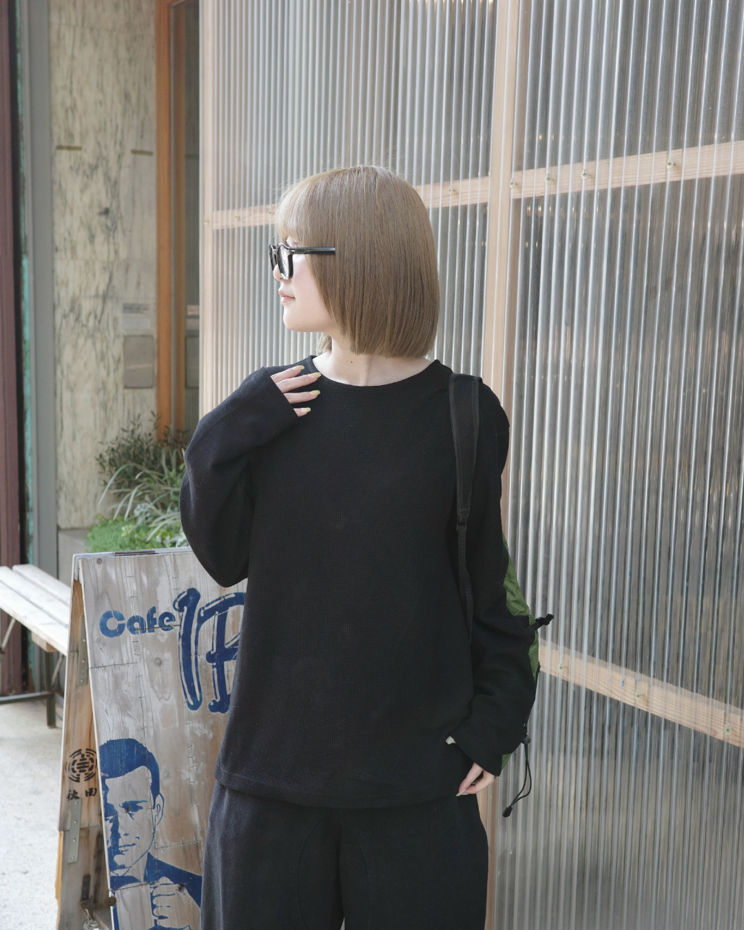 ワッフルラウンドネックT CH2093