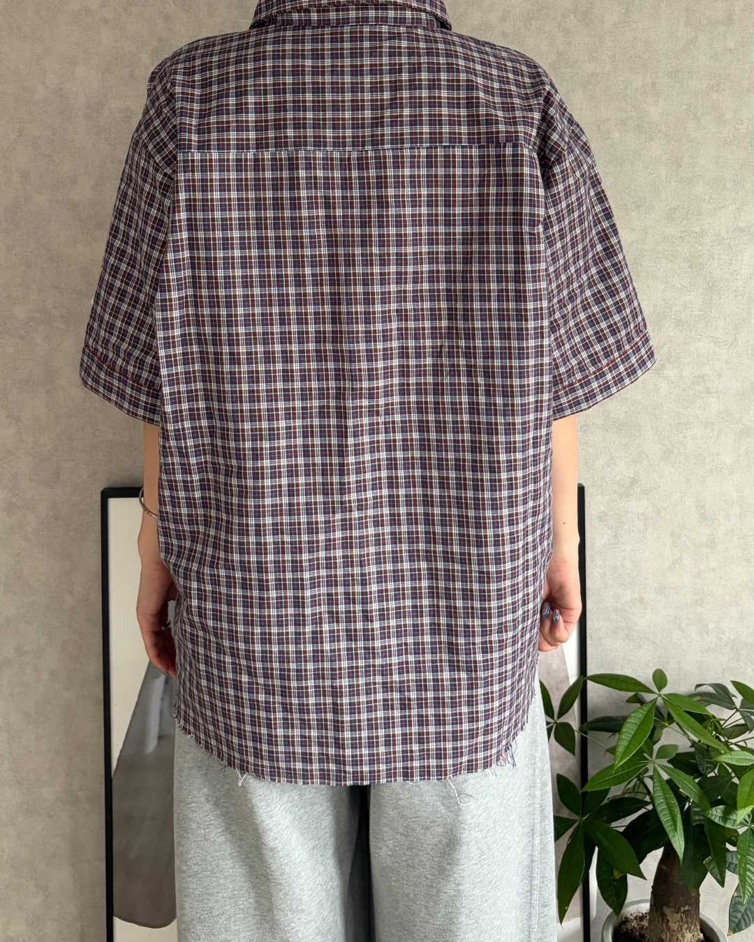 刺繍デザインチェックシャツ CH2154