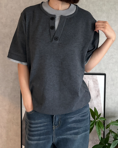 シンプルツーピースヘンリーネックT CH2347